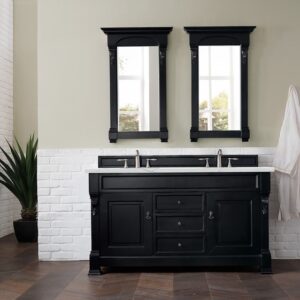 James Martin 147-114-5631-3ENC Brookfield 60 Inch Double Vanity Cabinet with Ethereal Noctis Quartz Top - Antique Black