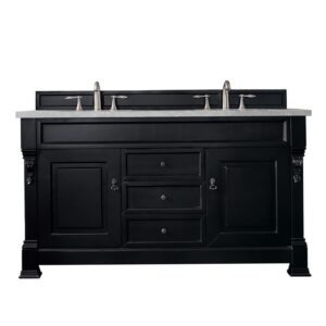 James Martin 147-114-5631-3ESR Brookfield 60 Inch Antique Black Double Vanity with 3 CM Eternal Serena Quartz Top