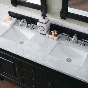 James Martin 147-114-5631-3CAR Brookfield 60 Inch Antique Black Double Vanity with 3 cm Carrara Marble Top