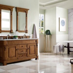 James Martin 147-114-5671-3AF Brookfield 60 Inch Country Oak Double Vanity with 3 cm Arctic Fall Solid Surface Top