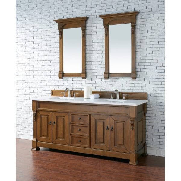 James Martin 147-114-57-3WZ Brookfield 72 Inch Double Vanity with 3cm White Zeus Quartz Top