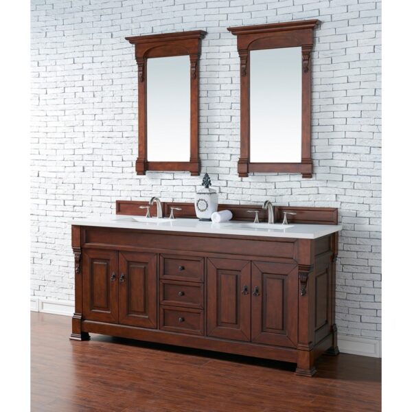 James Martin 147-114-57-3WZ Brookfield 72 Inch Double Vanity with 3cm White Zeus Quartz Top