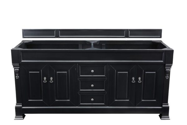 James Martin 147-114-5731-3EJP Brookfield 72 Inch Antique Black Double Vanity with 3 cm Eternal Jasmine Pearl Quartz Top with Sink