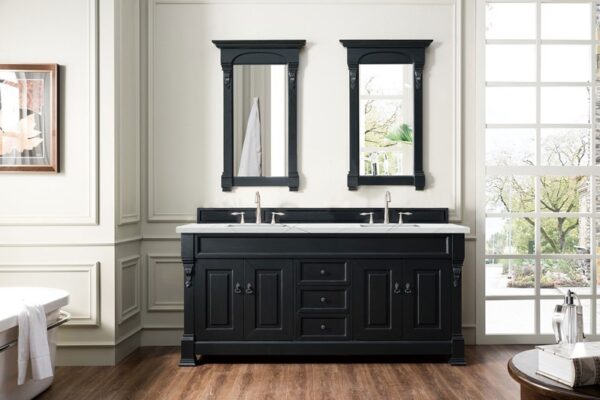 James Martin 147-114-5731-3ENC Brookfield 72 Inch Double Vanity Cabinet with Ethereal Noctis Quartz Top - Antique Black