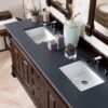 James Martin 147-114-5761-3CSP Brookfield 72 Inch Burnished Mahogany Double Vanity with 3 cm Charcoal Soapstone Quartz Top with Sink