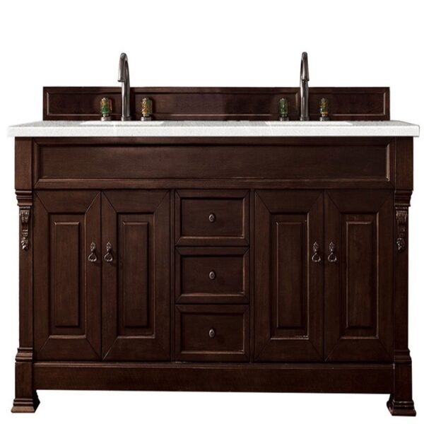 James Martin 147-114-5761-3ESR Brookfield 72 Inch Burnished Mahogany Double Vanity with 3 CM Eternal Serena Quartz Top