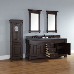 James Martin 147-114-5761-3CAR Brookfield 72 Inch Burnished Mahogany Double Vanity with 3 cm Carrara Marble Top