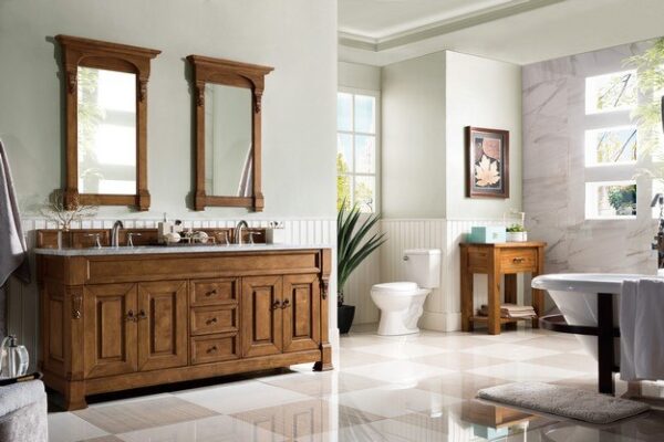 James Martin 147-114-5771-3AF Brookfield 72 Inch Country Oak Double Vanity with 3 cm Arctic Fall Solid Surface Top