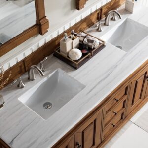 James Martin 147-114-5771-3AF Brookfield 72 Inch Country Oak Double Vanity with 3 cm Arctic Fall Solid Surface Top