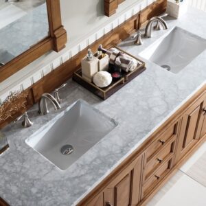 James Martin 147-114-5771-3CAR Brookfield 72 Inch Country Oak Double Vanity with 3 cm Carrara Marble Top