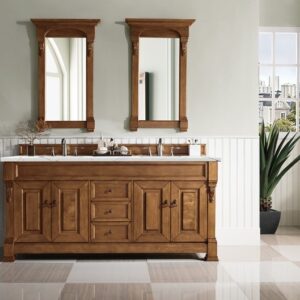 James Martin 147-114-5771-3ENC Brookfield 72 Inch Double Vanity Cabinet with Ethereal Noctis Quartz Top - Country Oak