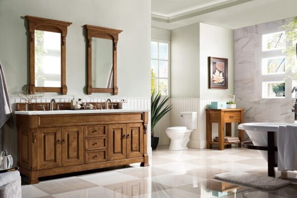 James Martin 147-114-5771-3ENC Brookfield 72 Inch Double Vanity Cabinet with Ethereal Noctis Quartz Top - Country Oak