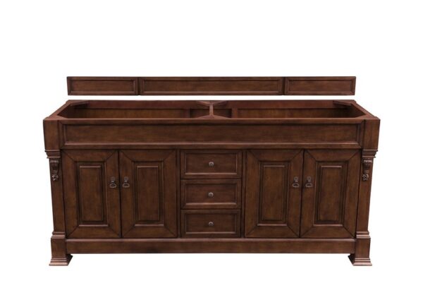 James Martin 147-114-5781-3GEX Brookfield 72 Inch Warm Cherry Double Vanity with 3 cm Grey Expo Quartz Top with Sink