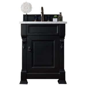 James Martin 147-114-V26-AQB-3CAR Brookfield 26 Inch Antique Black Single Vanity with 3 cm Carrara Marble Top