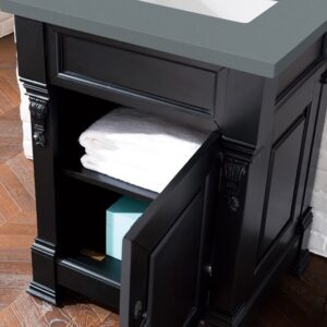 James Martin 147-114-V26-AQB-3CBL Brookfield 26 Inch Single Vanity Cabinet with Cala Blue Quartz Top - Antique Black