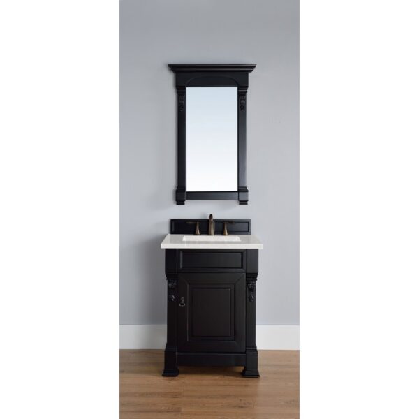 James Martin 147-114-V26-AQB-3ESR Brookfield 26 Inch Antique Black Single Vanity with 3 CM Eternal Serena Quartz Top