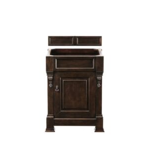 James Martin 147-114-V26-BNM-3EJP Brookfield 26 Inch Burnished Mahogany Single Vanity with 3 cm Eternal Jasmine Pearl Quartz Top with Sink