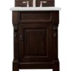 James Martin 147-114-V26-BNM-3ENC Brookfield 26 Inch Single Vanity Cabinet with Ethereal Noctis Quartz Top - Burnished Mahogany