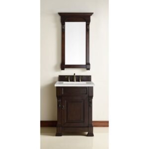 James Martin 147-114-V26-BNM-3ESR Brookfield 26 Inch Burnished Mahogany Single Vanity with 3 CM Eternal Serena Quartz Top