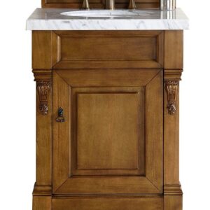 James Martin 147-114-V26-COK-3CAR Brookfield 26 Inch Country Oak Single Vanity with 3 cm Carrara Marble Top