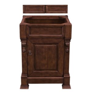 James Martin 147-114-V26-WCH-3CSP Brookfield 26 Inch Warm Cherry Single Vanity with 3 cm Charcoal Soapstone Quartz Top with Sink