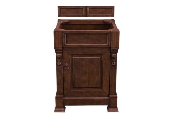 James Martin 147-114-V26-WCH-3CSP Brookfield 26 Inch Warm Cherry Single Vanity with 3 cm Charcoal Soapstone Quartz Top with Sink