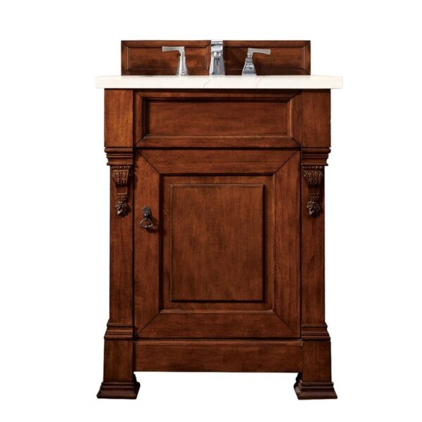 James Martin 147-114-V26-WCH-3EMR Brookfield 26 Inch Warm Cherry Single Vanity with 3 CM Eternal Marfil Quartz Top