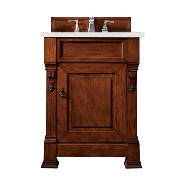 James Martin 147-114-V26-WCH-3ESR Brookfield 26 Inch Warm Cherry Single Vanity with 3 CM Eternal Serena Quartz Top