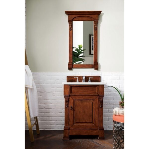 James Martin 147-114-V26-WCH-3ESR Brookfield 26 Inch Warm Cherry Single Vanity with 3 CM Eternal Serena Quartz Top