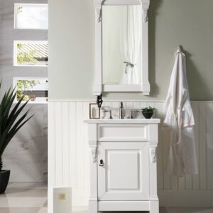 James Martin 147-V26-BW-3ENC Brookfield 26 Inch Single Vanity Cabinet with Ethereal Noctis Quartz Top - Bright White