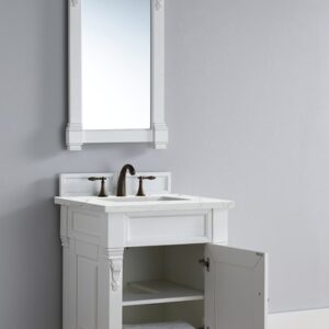 James Martin 147-V26-BW-3ENC Brookfield 26 Inch Single Vanity Cabinet with Ethereal Noctis Quartz Top - Bright White