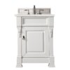 James Martin 147-V26-BW-3ESR Brookfield 26 Inch Bright White Single Vanity with 3 CM Eternal Serena Quartz Top