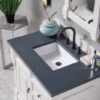 James Martin 147-V36-BW-3CSP Brookfield 36 Inch Bright White Single Vanity with Drawers with 3 cm Charcoal Soapstone Quartz Top with Sink