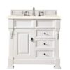 James Martin 147-V36-BW-3EMR Brookfield 36 Inch Bright White Single Vanity with 3 CM Eternal Marfil Quartz Top