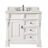 James Martin 147-V36-BW-3ESR Brookfield 36 Inch Bright White Single Vanity with 3 CM Eternal Serena Quartz Top