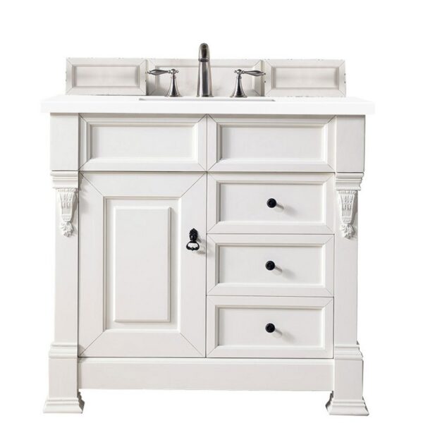 James Martin 147-114-55-3WZ Brookfield 36 Inch Single Vanity with 3cm White Zeus Quartz Top