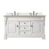 James Martin 147-V60D-BW-3ESR Brookfield 60 Inch Bright White Double Vanity with 3 CM Eternal Serena Quartz Top