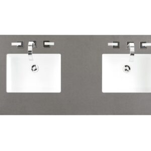 James Martin 147-V60D-BW-3GEX Brookfield 60 Inch Bright White Double Vanity with 3 cm Grey Expo Quartz Top with Sink