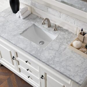 James Martin 147-V60S-BW-3CAR Brookfield 60 Inch Bright White Single Vanity with 3 cm Carrara Marble Top