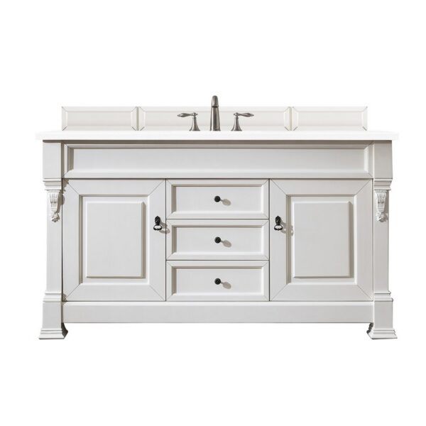 James Martin 147-114-53-3WZ Brookfield 60 Inch Single Vanity with 3cm White Zeus Quartz Top