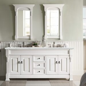 James Martin 147-V72-BW-3ENC Brookfield 72 Inch Double Vanity Cabinet with Ethereal Noctis Quartz Top - Bright White