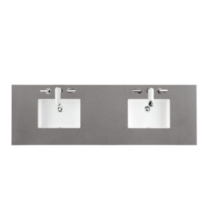 James Martin 147-V72-BW-3GEX Brookfield 72 Inch Bright White Double Vanity with 3 cm Grey Expo Quartz Top with Sink