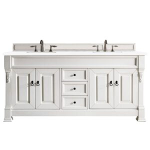 James Martin 147-114-57-3WZ Brookfield 72 Inch Double Vanity with 3cm White Zeus Quartz Top