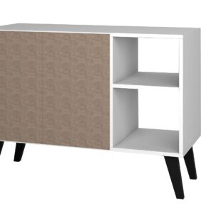 Manhattan Comfort Mid-Century- Modern Amsterdam 35.43" Sideboard with 4 Shelves in White