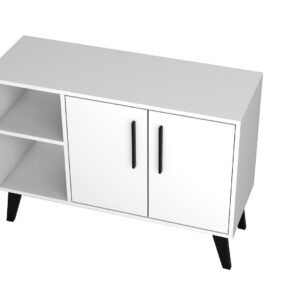 Manhattan Comfort Mid-Century- Modern Amsterdam 35.43" Sideboard with 4 Shelves in White