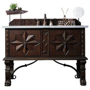 James Martin 150-V48-ANW-3CAR Balmoral 48 Inch Antique Walnut Single Vanity with 3 cm Carrara Marble Top