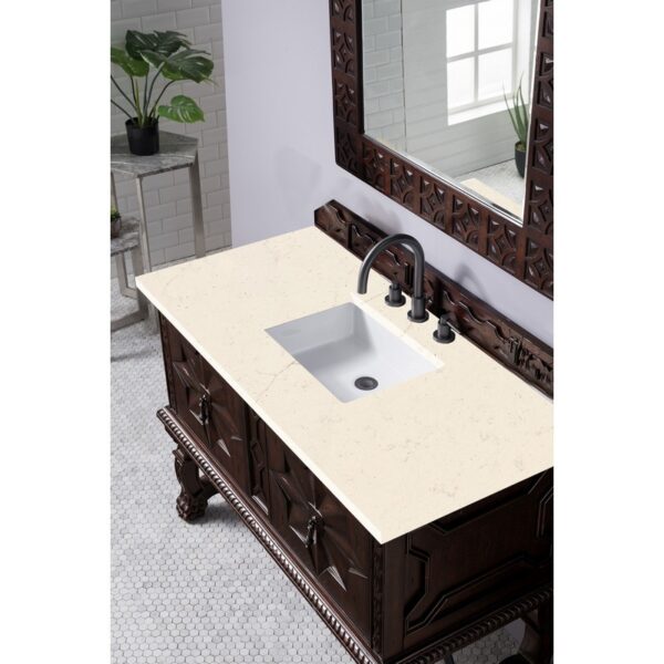 James Martin 150-V48-ANW-3EMR Balmoral 48 Inch Single Vanity Cabinet in Antique Walnut with 3 CM Eternal Marfil Quartz Top