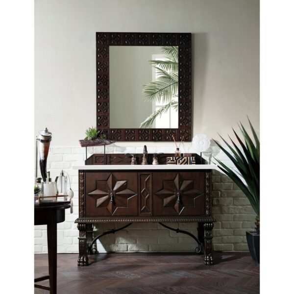 James Martin 150-V48-ANW-3WZ Balmoral 48 Inch Single Vanity Cabinet in Antique Walnut with 3cm White Zeus Quartz Top