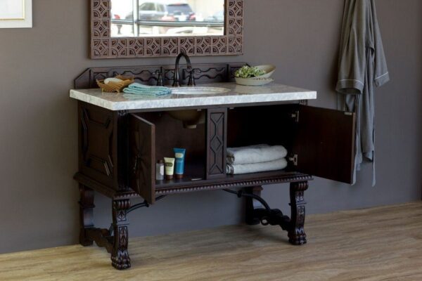 James Martin 150-V48-ANW-3AF Balmoral 48 Inch Antique Walnut Single Vanity with 3 cm Arctic Fall Solid Surface Top