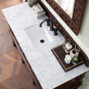 James Martin 150-V60S-ANW-3CAR Balmoral 60 Inch Antique Walnut Single Vanity with 3 cm Carrara Marble Top